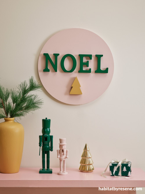 Christmas artwork painted in Resene Dust Storm