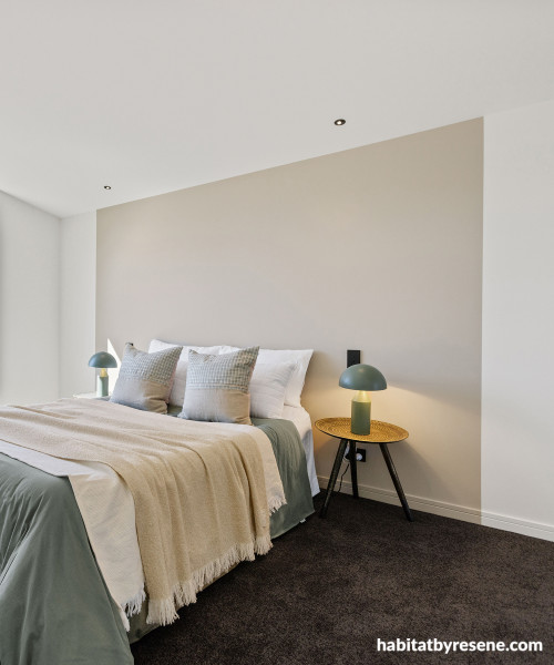 Neutral bedroom featuring Resene Double Tea