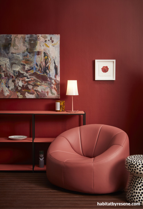 A red living room 