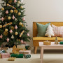 Christmas decor featuring light pink, neutral and mustard theme