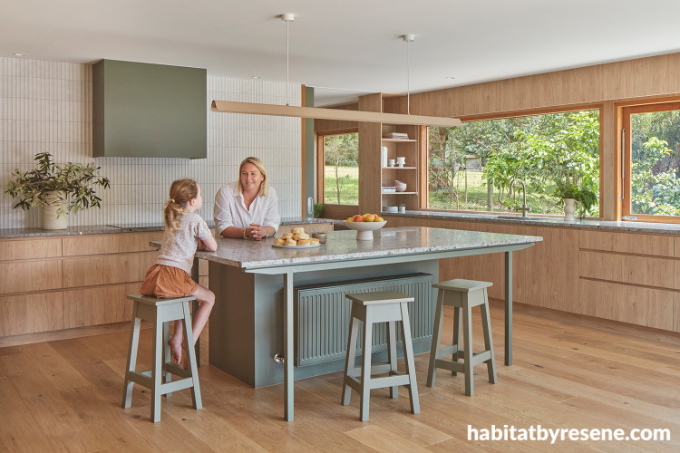 Kitchen featuring neutral and calm green tones