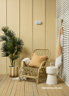 Outdoor patio painted in warm cream and beige tones